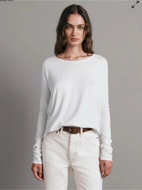 rag & bone Long-Sleeve cream Crewneck Tee